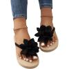 imageOYOANGLE Womens Applique Decor Open Toe Flip Flop Sandals Casual Outdoor Flat SlippersBlack