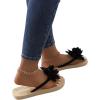 imageOYOANGLE Womens Applique Decor Open Toe Flip Flop Sandals Casual Outdoor Flat SlippersBlack