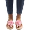 imageOYOANGLE Womens Applique Decor Open Toe Flip Flop Sandals Casual Outdoor Flat SlippersLight Pink