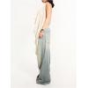 imageOYOANGLE Womens Backless Cowl Neck Sleeveless Tank Top Draped Front Chiffon Trendy TopsApricot