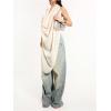 imageOYOANGLE Womens Backless Cowl Neck Sleeveless Tank Top Draped Front Chiffon Trendy TopsApricot