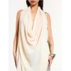 imageOYOANGLE Womens Backless Cowl Neck Sleeveless Tank Top Draped Front Chiffon Trendy TopsApricot