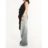imageOYOANGLE Womens Backless Cowl Neck Sleeveless Tank Top Draped Front Chiffon Trendy TopsBlack