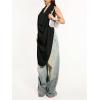 imageOYOANGLE Womens Backless Cowl Neck Sleeveless Tank Top Draped Front Chiffon Trendy TopsBlack