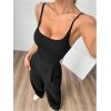 imageOYOANGLE Womens Backless Sleeveless Jumpsuits Wide Leg Rompers Spaghetti Strap Overalls Summer OutfitsBlack