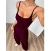 imageOYOANGLE Womens Backless Sleeveless Jumpsuits Wide Leg Rompers Spaghetti Strap Overalls Summer OutfitsBurgundy