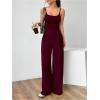 imageOYOANGLE Womens Backless Sleeveless Jumpsuits Wide Leg Rompers Spaghetti Strap Overalls Summer OutfitsBurgundy