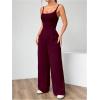 imageOYOANGLE Womens Backless Sleeveless Jumpsuits Wide Leg Rompers Spaghetti Strap Overalls Summer OutfitsBurgundy