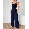 imageOYOANGLE Womens Backless Sleeveless Jumpsuits Wide Leg Rompers Spaghetti Strap Overalls Summer OutfitsDeep Blue