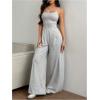 imageOYOANGLE Womens Backless Sleeveless Jumpsuits Wide Leg Rompers Spaghetti Strap Overalls Summer OutfitsLight Grey