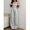 imageOYOANGLE Womens Backless Sleeveless Jumpsuits Wide Leg Rompers Spaghetti Strap Overalls Summer OutfitsLight Grey