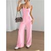 imageOYOANGLE Womens Backless Sleeveless Jumpsuits Wide Leg Rompers Spaghetti Strap Overalls Summer OutfitsPink