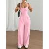 imageOYOANGLE Womens Backless Sleeveless Jumpsuits Wide Leg Rompers Spaghetti Strap Overalls Summer OutfitsPink