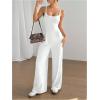 imageOYOANGLE Womens Backless Sleeveless Jumpsuits Wide Leg Rompers Spaghetti Strap Overalls Summer OutfitsWhite