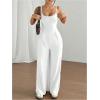 imageOYOANGLE Womens Backless Sleeveless Jumpsuits Wide Leg Rompers Spaghetti Strap Overalls Summer OutfitsWhite