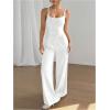 imageOYOANGLE Womens Backless Sleeveless Jumpsuits Wide Leg Rompers Spaghetti Strap Overalls Summer OutfitsWhite