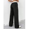imageOYOANGLE Womens Baggy Track Pants Side Striped Drawstring Waist Y2K Wide Leg SweatpantsBlack