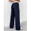imageOYOANGLE Womens Baggy Track Pants Side Striped Drawstring Waist Y2K Wide Leg SweatpantsDark Blue