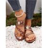 imageOYOANGLE Womens Boho Floral Embroidered Flat Sandals Toe Ring Leather Flip Flops Vacation Beach Thong SandalsBrown