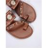 imageOYOANGLE Womens Boho Floral Embroidered Flat Sandals Toe Ring Leather Flip Flops Vacation Beach Thong SandalsBrown