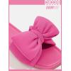 imageOYOANGLE Womens Bow Decor Square Open Toe Flat Sandals Solid Plain Lightweight Soft Slip on Dressy SlidesHot Pink