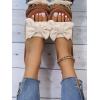 imageOYOANGLE Womens Bow Knot PU Leather Open Toe Flat Sandals Summer Slip on Slide SandalBeige