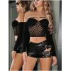imageOYOANGLE Womens Buckled Cut Out Leather Mini Shorts Y2k Low Rise Booty Hot ShortsBlack