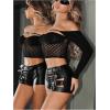 imageOYOANGLE Womens Buckled Cut Out Leather Mini Shorts Y2k Low Rise Booty Hot ShortsBlack