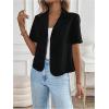 imageOYOANGLE Womens Button Down Short Sleeve Suit Blazers Lapel Neck Casual Work Office JacketsBlack