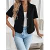 imageOYOANGLE Womens Button Down Short Sleeve Suit Blazers Lapel Neck Casual Work Office JacketsBlack
