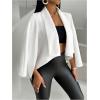 imageOYOANGLE Womens Cape Long Sleeve Cropped Blazer Jacket Open Front Solid Elegant Trendy Cardigan CoatsWhite