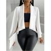 imageOYOANGLE Womens Cape Long Sleeve Cropped Blazer Jacket Open Front Solid Elegant Trendy Cardigan CoatsWhite