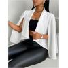 imageOYOANGLE Womens Cape Long Sleeve Cropped Blazer Jacket Open Front Solid Elegant Trendy Cardigan CoatsWhite
