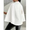 imageOYOANGLE Womens Cape Long Sleeve Cropped Blazer Jacket Open Front Solid Elegant Trendy Cardigan CoatsWhite