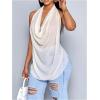 imageOYOANGLE Womens Cowl Neck Halter Top Tie Backless Shirts Y2k Going Out Clubwear See Through TopsApricot