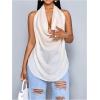 imageOYOANGLE Womens Cowl Neck Halter Top Tie Backless Shirts Y2k Going Out Clubwear See Through TopsApricot