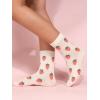 imageOYOANGLE Womens Cute Strawberry Pattern Crew Socks Soft Breathable Casual SocksApricot