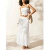 imageOYOANGLE Womens Eyelet Embroidered Tube Top Strapless Ruched Slim Fit Y2K Crop Bandeau TopsWhite