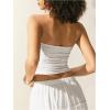 imageOYOANGLE Womens Eyelet Embroidered Tube Top Strapless Ruched Slim Fit Y2K Crop Bandeau TopsWhite