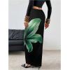 imageOYOANGLE Womens Floral Print Pencil Skirt Elastic High Waist Vacation Bodycon Maxi SkirtsGreen