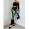 imageOYOANGLE Womens Floral Print Pencil Skirt Elastic High Waist Vacation Bodycon Maxi SkirtsGreen