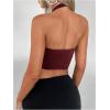 imageOYOANGLE Womens Halter Deep V Neck Slit Tank Top Sleeveless Crop Tops Festival Rave OutfitBurgundy
