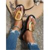 imageOYOANGLE Womens Metal Decor Flip Flop Thong Sandals Comfortable Slip on Flat SandalsBlack