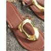 imageOYOANGLE Womens Metal Decor Flip Flop Thong Sandals Comfortable Slip on Flat SandalsBrown