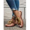 imageOYOANGLE Womens Metal Decor Flip Flop Thong Sandals Comfortable Slip on Flat SandalsBrown