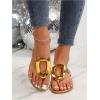 imageOYOANGLE Womens Metal Decor Flip Flop Thong Sandals Comfortable Slip on Flat SandalsGold