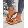 imageOYOANGLE Womens Metal Decor Flip Flop Thong Sandals Comfortable Slip on Flat SandalsGold
