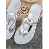 imageOYOANGLE Womens Metal Decor Flip Flop Thong Sandals Comfortable Slip on Flat SandalsSilver
