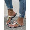 imageOYOANGLE Womens Metal Decor Flip Flop Thong Sandals Comfortable Slip on Flat SandalsSilver