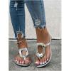 imageOYOANGLE Womens Metal Decor Flip Flop Thong Sandals Comfortable Slip on Flat SandalsSilver
